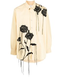 hellbeige Kurzarmhemd mit Blumenmuster von Nanushka