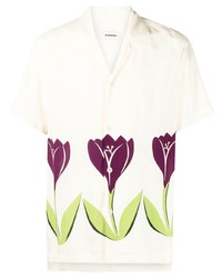 hellbeige Kurzarmhemd mit Blumenmuster von Sandro