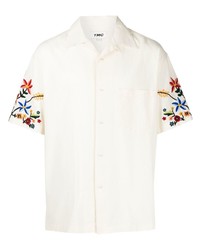 hellbeige Kurzarmhemd mit Blumenmuster von YMC
