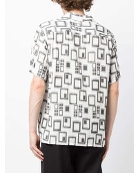 hellbeige Kurzarmhemd mit geometrischem Muster von Needles