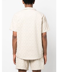 hellbeige Kurzarmhemd mit geometrischem Muster von OAS Company