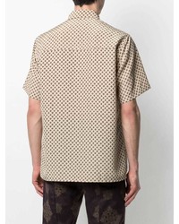 hellbeige Kurzarmhemd mit geometrischem Muster von Goodfight