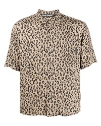 hellbeige Kurzarmhemd mit Leopardenmuster von Palm Angels