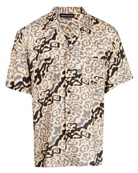 hellbeige Kurzarmhemd mit Leopardenmuster von Vision Of Super