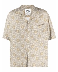 hellbeige Kurzarmhemd mit Paisley-Muster von President’S