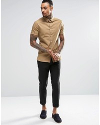 hellbeige Kurzarmhemd von Asos