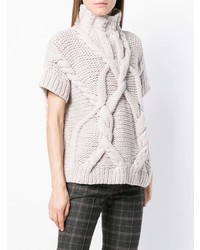 hellbeige Kurzarmpullover von Lorena Antoniazzi