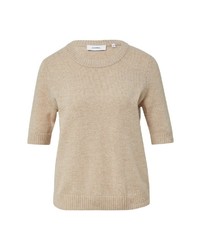 hellbeige Kurzarmpullover von Comma