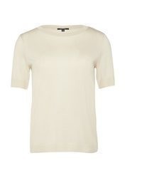 hellbeige Kurzarmpullover von Comma