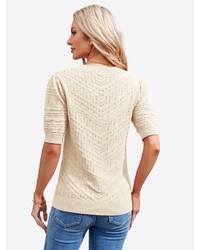hellbeige Kurzarmpullover von Imily Bela