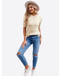 hellbeige Kurzarmpullover von Imily Bela