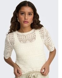 hellbeige Kurzarmpullover von Jdy