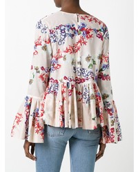 hellbeige Langarmbluse mit Blumenmuster von MSGM