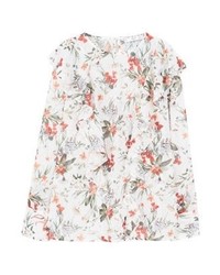 hellbeige Langarmbluse mit Blumenmuster von Mango