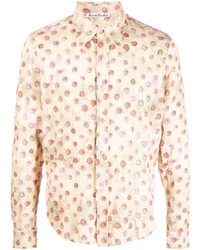 hellbeige Langarmhemd mit Blumenmuster von Acne Studios