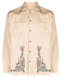 hellbeige Langarmhemd mit Blumenmuster von Nudie Jeans