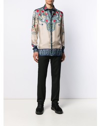 hellbeige Langarmhemd mit Blumenmuster von Versace Collection