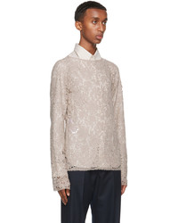 hellbeige Langarmhemd mit Blumenmuster von Gucci