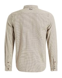 hellbeige Langarmhemd mit Hahnentritt-Muster von khujo