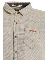 hellbeige Langarmhemd mit Hahnentritt-Muster von khujo