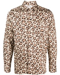hellbeige Langarmhemd mit Leopardenmuster von FURSAC