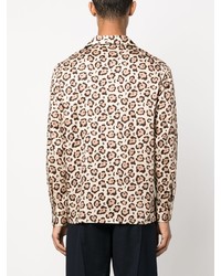 hellbeige Langarmhemd mit Leopardenmuster von FURSAC