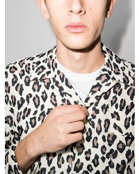 hellbeige Langarmhemd mit Leopardenmuster von Wacko Maria