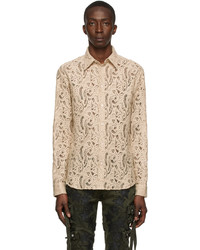hellbeige Langarmhemd mit Paisley-Muster von Amiri