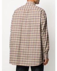 hellbeige Langarmhemd mit Schottenmuster von Gucci