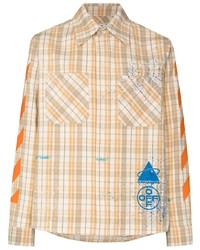 hellbeige Langarmhemd mit Schottenmuster von Off-White