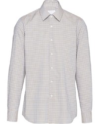 hellbeige Langarmhemd mit Vichy-Muster von Prada