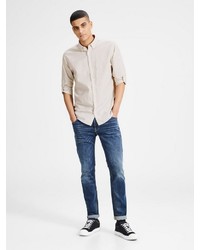 hellbeige Langarmhemd von Jack & Jones