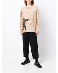 hellbeige Mit Batikmuster Langarmshirt von Ziggy Chen