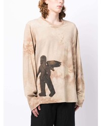 hellbeige Mit Batikmuster Langarmshirt von Ziggy Chen