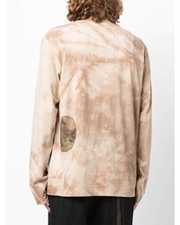 hellbeige Mit Batikmuster Langarmshirt von Ziggy Chen