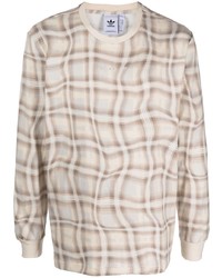 hellbeige Langarmshirt mit Schottenmuster