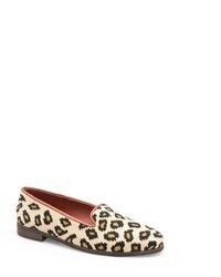 hellbeige Leder Ballerinas mit Leopardenmuster
