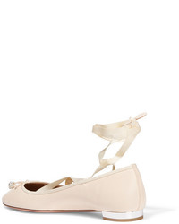 hellbeige Leder Ballerinas von Aquazzura