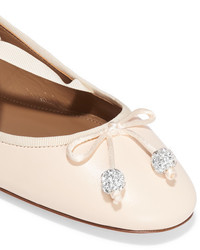 hellbeige Leder Ballerinas von Aquazzura