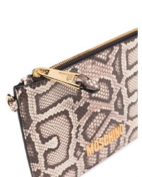 hellbeige Leder Clutch Handtasche von Moschino