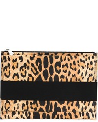 hellbeige Leder Clutch mit Leopardenmuster von Givenchy