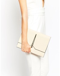 hellbeige Leder Clutch von Asos