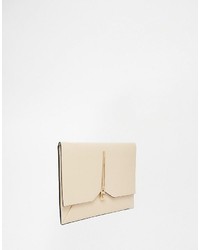 hellbeige Leder Clutch von Asos