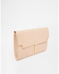 hellbeige Leder Clutch von Asos