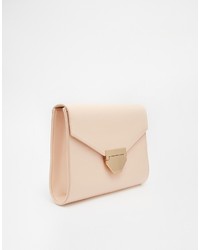 hellbeige Leder Clutch von Asos