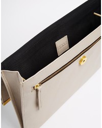 hellbeige Leder Clutch von Asos