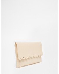 hellbeige Leder Clutch von Asos