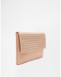 hellbeige Leder Clutch von Asos