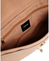 hellbeige Leder Clutch von Asos