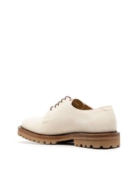 hellbeige Leder Derby Schuhe von Brunello Cucinelli